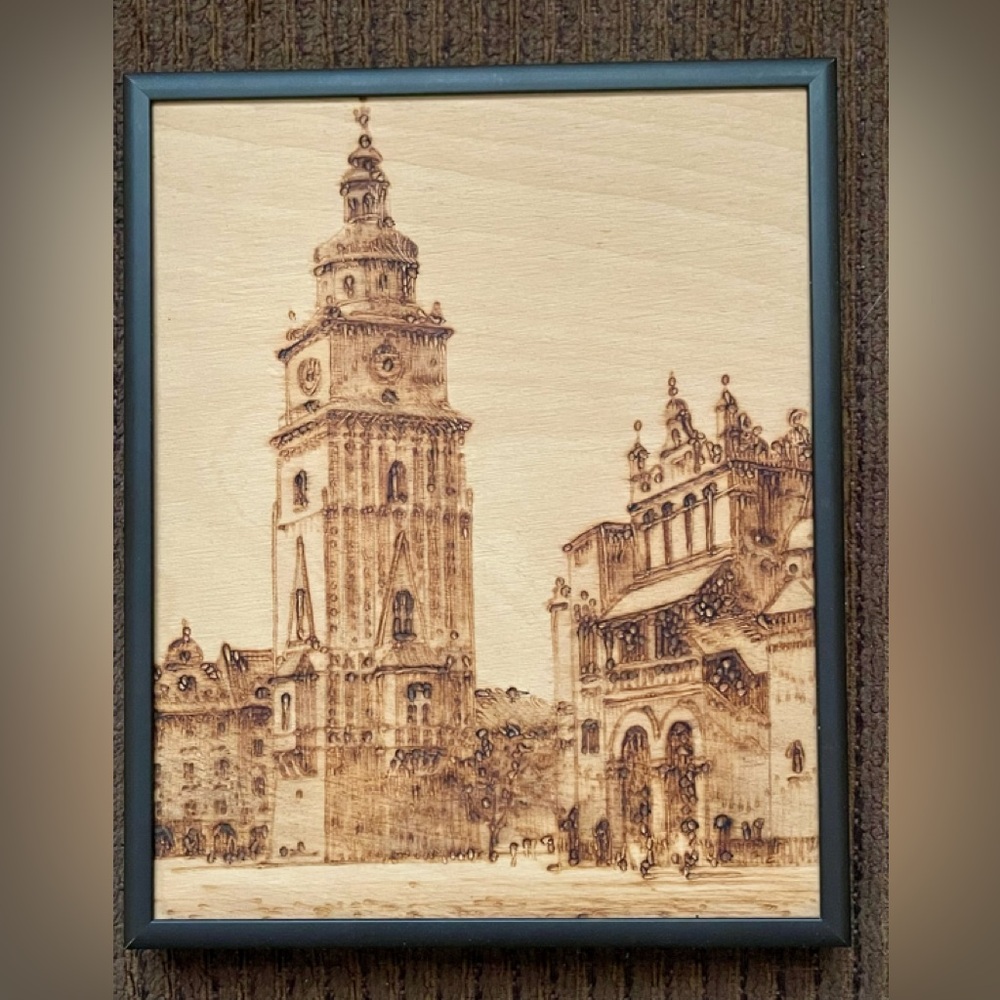 Wooden Wall Art with Architectural Design
